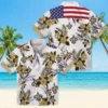 New Orleans Saints Hawaiian Shirt - Patriotic Hibiscus Design Gold White Aloha Shirt
