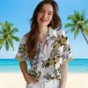 New Orleans Saints Hawaiian Shirt - Patriotic Hibiscus Design Gold White Aloha Shirt
