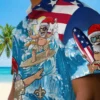 New Orleans Saints Hawaiian Shirt - Surfing Santa Blue Aloha Shirt