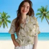 New Orleans Saints Hawaiian Shirt - Tropical Leaf Gold White Aloha Shirt