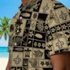 New Orleans Saints Hawaiian Shirt - Tropical Patchwork Gold Black Aloha Shirt
