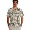 New Orleans Saints Hawaiian Shirt - Tropical Plants Gold White Aloha Shirt