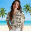 New Orleans Saints Hawaiian Shirt - Tropical Plants Gold White Aloha Shirt