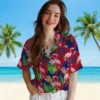 New York Giants Hawaiian Shirt - Flamingo Foliage Blue Green Aloha Shirt