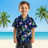 New York Giants Hawaiian Shirt - Flamingo Leaf Motif Blue Aloha Shirt