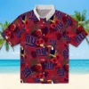 New York Giants Hawaiian Shirt - Floral Toucan Blue Red Aloha Shirt