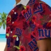 New York Giants Hawaiian Shirt - Floral Toucan Blue Red Aloha Shirt