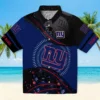 New York Giants Hawaiian Shirt - Football Wave Blue Black Aloha Shirt