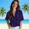 New York Giants Hawaiian Shirt - Framed Floral Blue Aloha Shirt