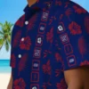 New York Giants Hawaiian Shirt - Framed Floral Blue Aloha Shirt