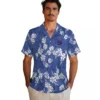 New York Giants Hawaiian Shirt - Hibiscus Clusters Blue Aloha Shirt