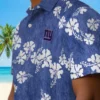 New York Giants Hawaiian Shirt - Hibiscus Clusters Blue Aloha Shirt