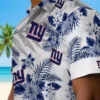 New York Giants Hawaiian Shirt - Hibiscus Palm Leaves Blue White Aloha Shirt