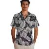 New York Giants Hawaiian Shirt - Monstera Leaf Pattern Black Aloha Shirt
