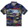 New York Giants Hawaiian Shirt - Palm Horizon Blue Aloha Shirt