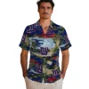 New York Giants Hawaiian Shirt - Palm Horizon Blue Aloha Shirt