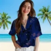 New York Giants Hawaiian Shirt - Palm Leaf Blue Aloha Shirt