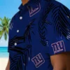 New York Giants Hawaiian Shirt - Palm Leaf Blue Aloha Shirt