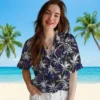 New York Giants Hawaiian Shirt - Palm Pattern Blue Black Aloha Shirt