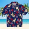 New York Giants Hawaiian Shirt - Palm Tree Flower Blue Aloha Shirt