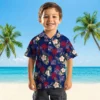 New York Giants Hawaiian Shirt - Palm Tree Flower Blue Aloha Shirt
