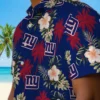 New York Giants Hawaiian Shirt - Palm Tree Flower Blue Aloha Shirt
