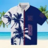 New York Giants Hawaiian Shirt - Palm Trees Blue White Aloha Shirt