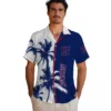New York Giants Hawaiian Shirt - Palm Trees Blue White Aloha Shirt