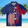 New York Giants Hawaiian Shirt - Stitched Flag Blue Aloha Shirt