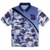 New York Giants Hawaiian Shirt - Sunset Palms Blue White Aloha Shirt