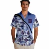 New York Giants Hawaiian Shirt - Sunset Palms Blue White Aloha Shirt