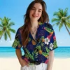 New York Giants Hawaiian Shirt - Toucan Hibiscus Pineapple Blue Green Aloha Shirt