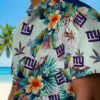 New York Giants Hawaiian Shirt - Tropical Foliage Green Aloha Shirt