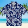 New York Giants Hawaiian Shirt - Tropical Leaf Blue White Aloha Shirt