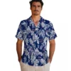 New York Giants Hawaiian Shirt - Tropical Leaf Blue White Aloha Shirt