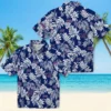 New York Giants Hawaiian Shirt - Tropical Leaf Blue White Aloha Shirt