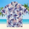 New York Giants Hawaiian Shirt - Tropical Leaves Blue White Aloha Shirt