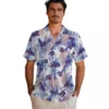 New York Giants Hawaiian Shirt - Tropical Leaves Blue White Aloha Shirt