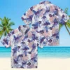 New York Giants Hawaiian Shirt - Tropical Leaves Blue White Aloha Shirt