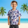 New York Giants Hawaiian Shirt - Tropical Leaves Blue White Aloha Shirt
