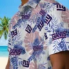 New York Giants Hawaiian Shirt - Tropical Leaves Blue White Aloha Shirt