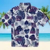 New York Giants Hawaiian Shirt - Tropical Plants Blue White Aloha Shirt