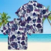 New York Giants Hawaiian Shirt - Tropical Plants Blue White Aloha Shirt