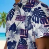 New York Giants Hawaiian Shirt - Tropical Plants Blue White Aloha Shirt