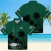 New York Jets Hawaiian Shirt - Beach Sunset Green Black Aloha Shirt