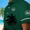 New York Jets Hawaiian Shirt - Beach Sunset Green Black Aloha Shirt