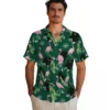 New York Jets Hawaiian Shirt - Flamingo Leaf Motif Green Aloha Shirt