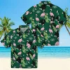 New York Jets Hawaiian Shirt - Flamingo Leaf Motif Green Aloha Shirt