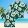 New York Jets Hawaiian Shirt - Hibiscus Blooms Green White Aloha Shirt