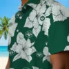 New York Jets Hawaiian Shirt - Hibiscus Blooms Green White Aloha Shirt